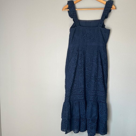 Banana‎ Republic Womens Eyelet Pinafore Dress Size 2 Midi Length Prairie NWT - Picture 3 of 7